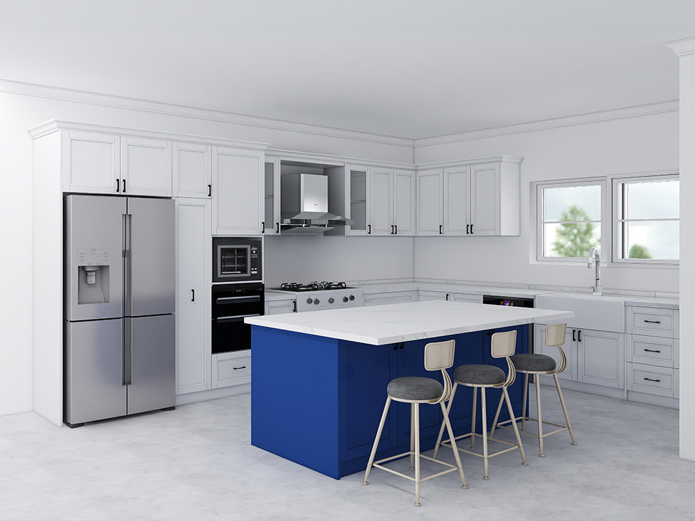 Modern Residential Kitchen Project In the USA. Popular Shaker Design With Lacquer Finish Solid Wood Kitchen Cabinets.